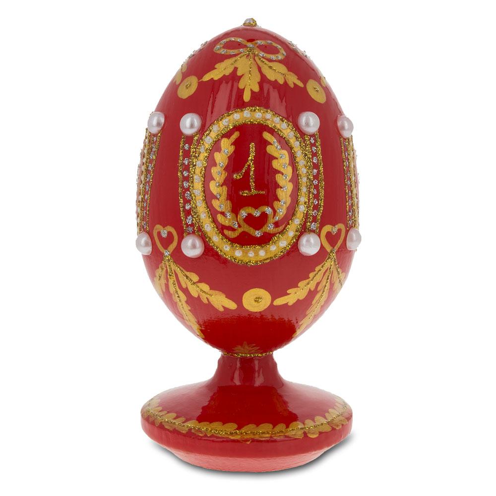 1893 Caucasus Royal Wooden Egg in Red color Oval