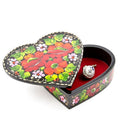 Poppy Flowers Hi-Gloss Wooden Jewelry Box in Red color Heart