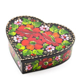 Poppy Flowers Hi-Gloss Wooden Jewelry BoxUkraine ,dimensions in inches: 4.75 x 4.75 x 4.75