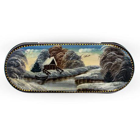 Winter Village Painting Glasses Case Holder in Multi color