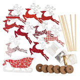Set of 6 Flying Reindeer Figurines DIY Craft Kit in Multi color