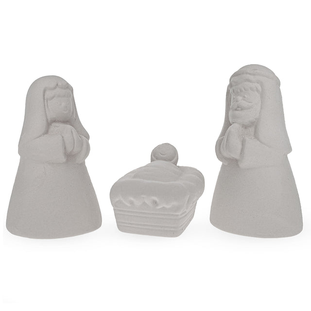 Blank Unpainted White Ceramic Nativity Scene Christmas Figurines 3.3 Inches in White color