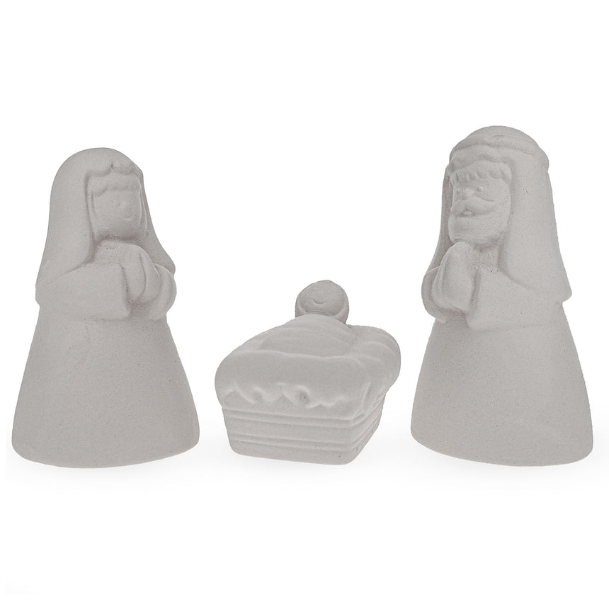 Blank Unpainted White Ceramic Nativity Scene Christmas Figurines 3.3 Inches in White color