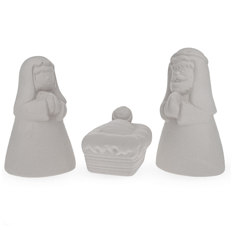 Blank Unpainted White Ceramic Nativity Scene Christmas Figurines 3.3 Inches by BestPysanky