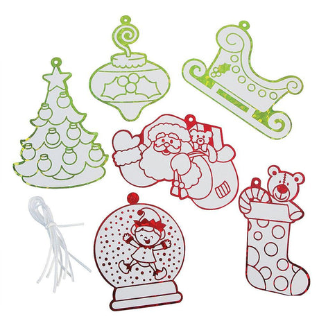 Set of 6 Foil Christmas Ornaments in Multi color