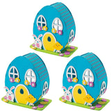 Set of 3 DIY Foam Easter House Kit – Craft Activity with Bunny and Chick Decorations for Kids in Blue color Oval
