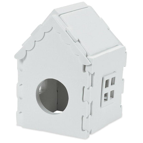 Unfinished Blank Foam Birdhouse Puzzle in White color,  shape
