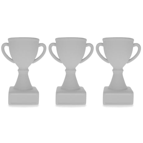 Set of 3 Unfinished Unpainted Ceramic Trophies 5 Inches in White color,  shape
