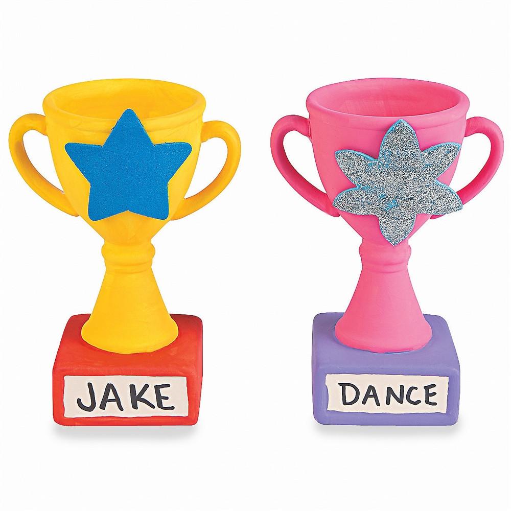 Set of 3 Unfinished Unpainted Ceramic Trophies 5 Inches