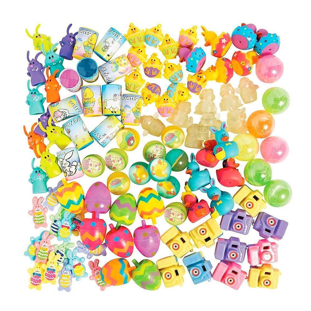 Set of 150 Assorted Small Easter Toys in Multi color,  shape