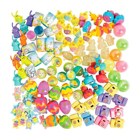 Plastic Set of 150 Assorted Small Easter Toys in Multi color