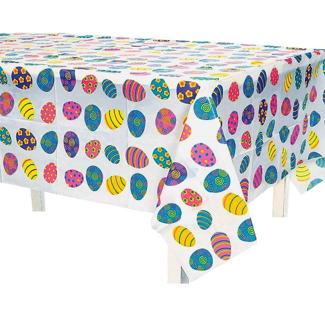 Colorful Plastic Easter Egg Table Cover 54 Inches x 72 Inches in Multi color, Rectangular shape