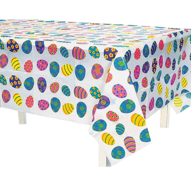 Plastic Colorful Plastic Easter Egg Table Cover 54 Inches x 72 Inches in Multi color Rectangular