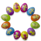 Plastic Set of 12 Bright Crosses Plastic Easter Eggs 2.25 Inches in Multi color Oval