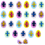 Set of 24 Pastel Cross Religious Plastic Easter Eggs in Multi color, Oval shape