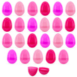 Set of 24 Pink Plastic Easter Eggs in Pink color, Oval shape