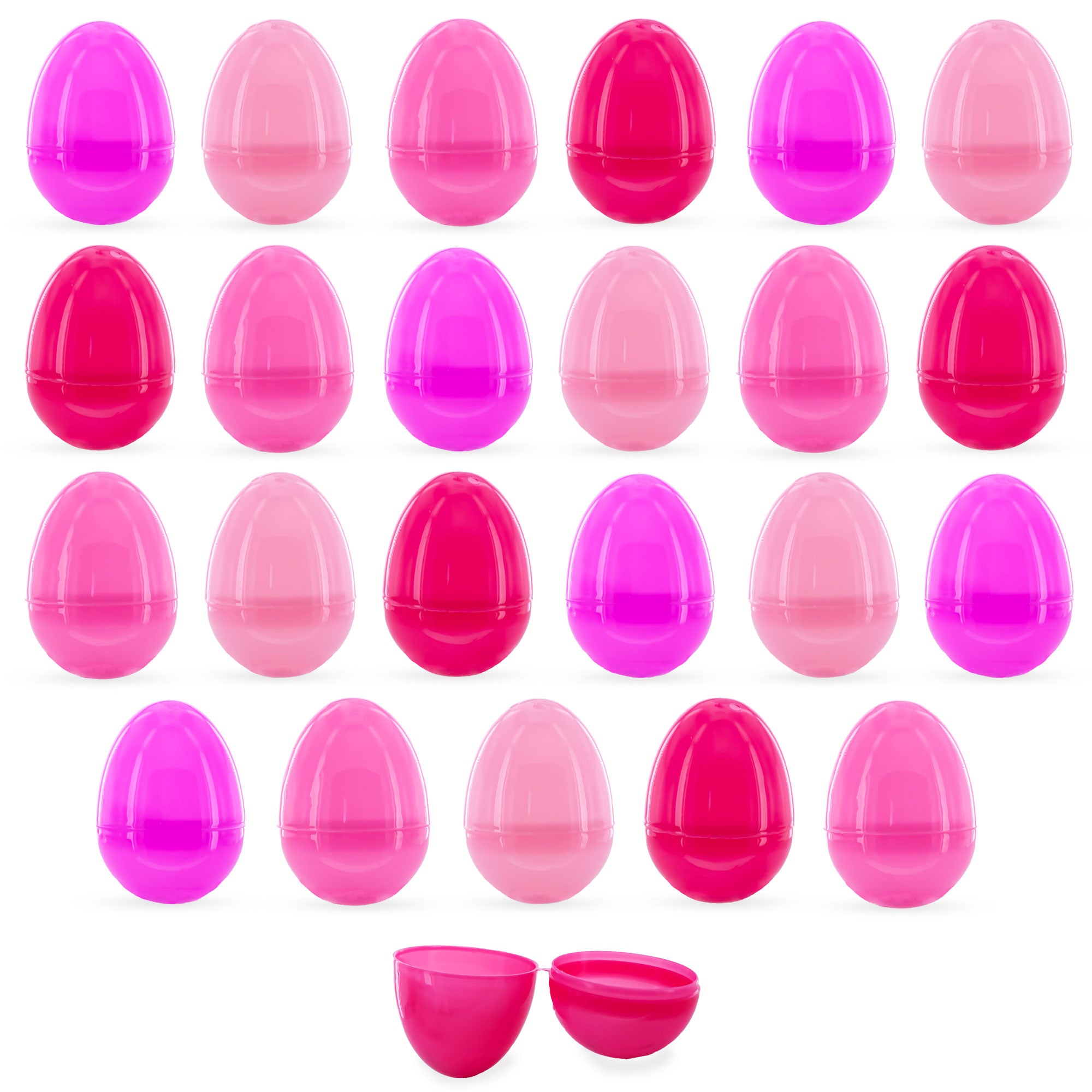 Set of 24 Pink Plastic Easter Eggs in Pink color Oval