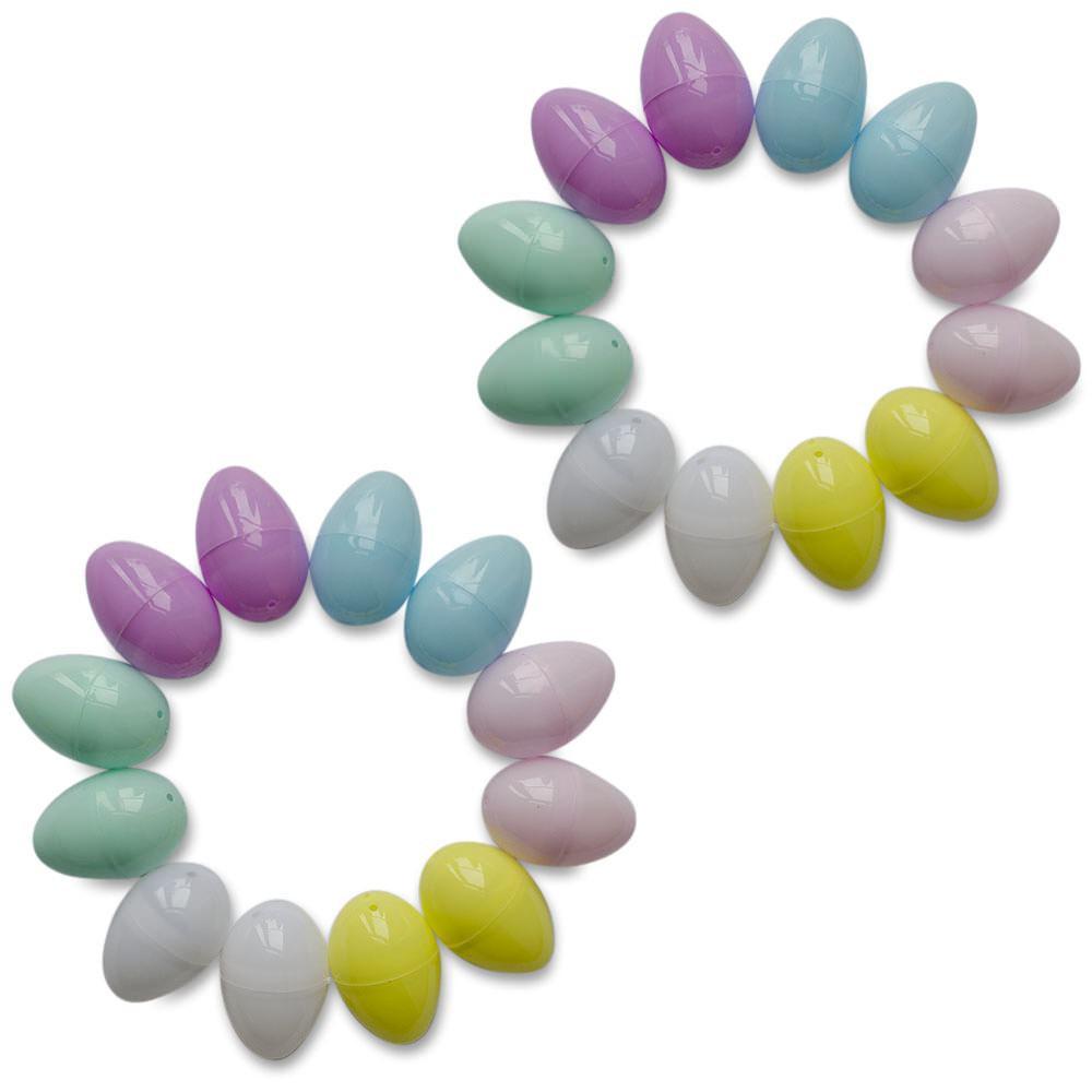 Set of 24 Mini Assorted Pastel Plastic Eggs in Multi color, Oval shape