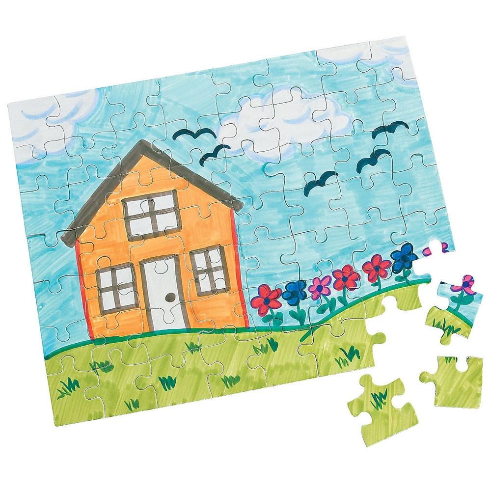 Set of 6 White Blank Create a Jigsaw Puzzles 10 Inches x 8 Inches ,dimensions in inches: 8 x 10 x 1