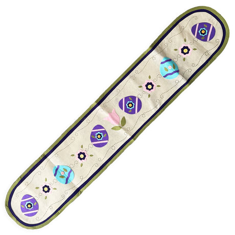 Flowers, Eggs Easter Tablecloth Holiday Runner 69 Inches in White color Rectangular
