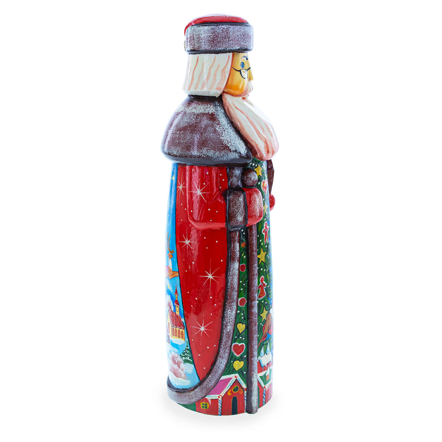 Santa Delivering Christmas Gifts Hand Carved Solid Wood Santa 11 InchesUkraine , dimensions in inches: 11 x 12 x 4.3