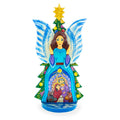Guardian Angel Nativity Scene Ukrainian Carved Solid Wood Figurine 12 Inches in Multi color
