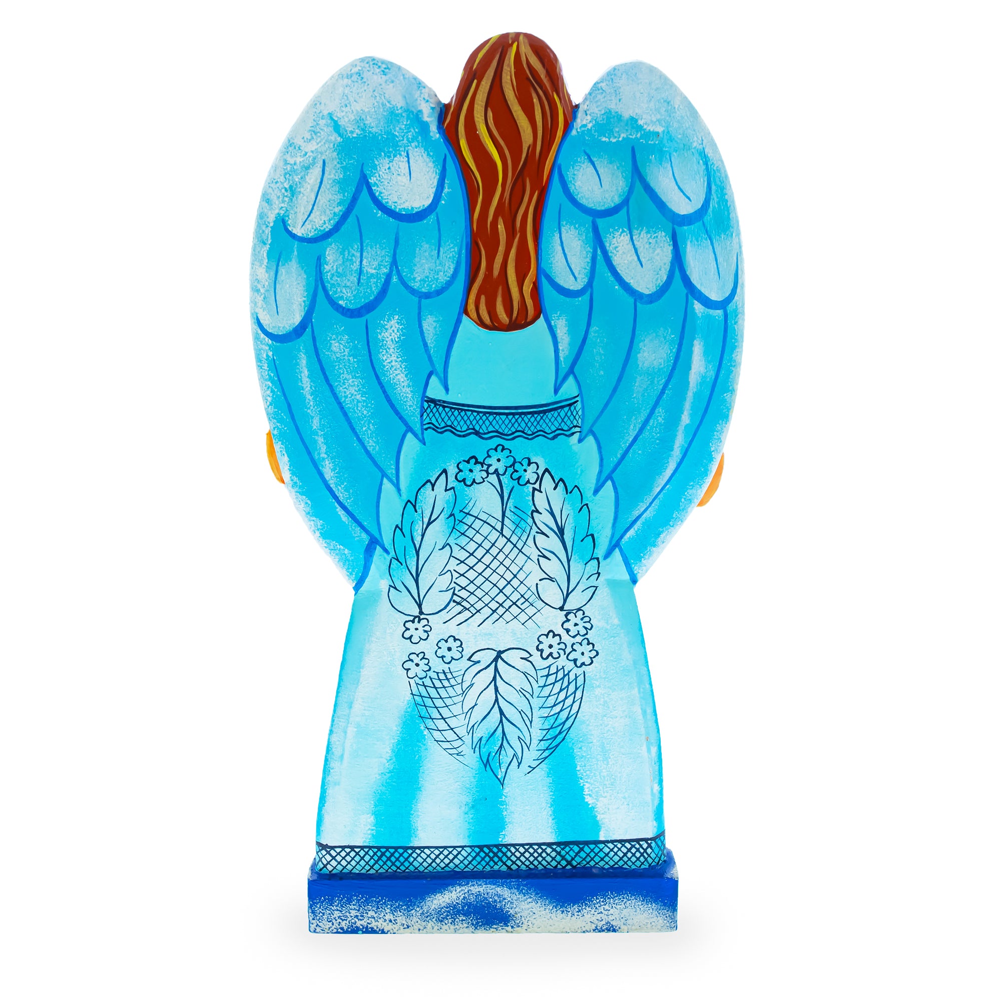 Angel Holding Heart w/ Nativity Scene Ukrainian Hand Carved Solid Wood Figurine 10 InchesUkraine , dimensions in inches: 10 x 10.6 x 6