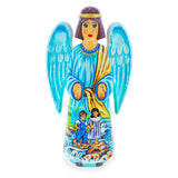 Guardian Angel & Children Ukrainian Hand Carved Solid Wood Figurine 10 Inches in Multi color