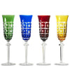 Glass Set of 4 Multicolored Crystal Champagne Glasses by Arnstadt Germany in Multi color