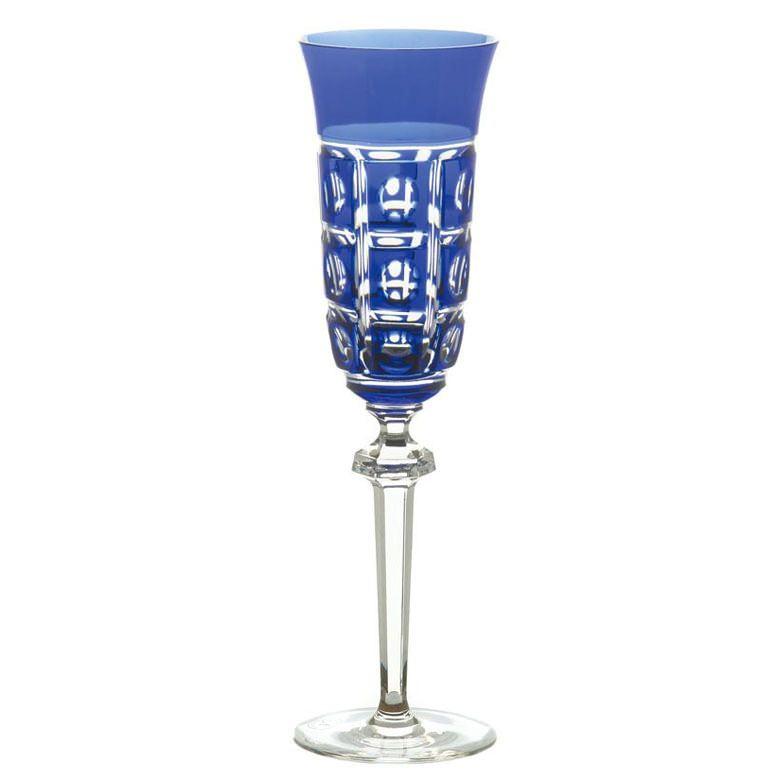 Set of 4 Multicolored Crystal Champagne Glasses by Arnstadt GermanyGermany , dimensions in inches: 10 x  x