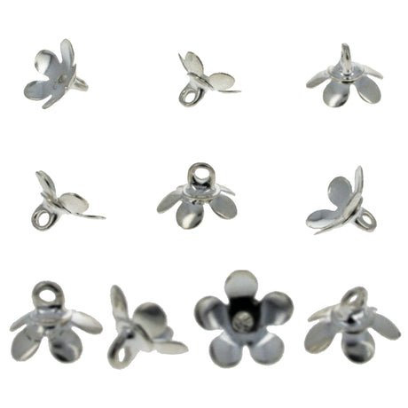 10 Medium Silver Tone Metal Ornament Caps - Egg Top Findings, End Caps 0.34 Inches in Silver color,  shape