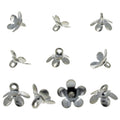 10 Medium Silver Metal Ornament Caps Ball or Egg Top Findings, End Caps 0.34 Inches  (9 mm) in Silver color