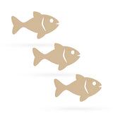 3 Fishes Unfinished Wooden Shapes Craft Cutouts DIY Unpainted 3D Plaques 4 Inches in Beige color,  shape