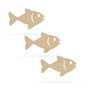 3 Fishes Unfinished Wooden Shapes Craft Cutouts DIY Unpainted 3D Plaques 4 Inches in Beige color