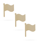 3  Flags Unfinished Wooden Shapes Craft Cutouts DIY Unpainted 3D Plaques 4 Inches in Beige color