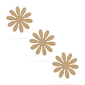 3 Flowers Unfinished Wooden Shapes Craft Cutouts DIY Unpainted 3D Plaques 4 Inches in Beige color