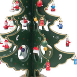 Traditional Wooden Tabletop Christmas Tree - Includes 32 German Style Miniature Christmas Ornaments, 12.5 Inches Tall ,dimensions in inches: 12.3 x 10 x 10