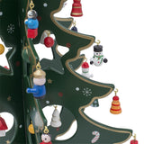 Traditional Wooden Tabletop Christmas Tree - Includes 32 German Style Miniature Christmas Ornaments, 12.5 Inches Tall