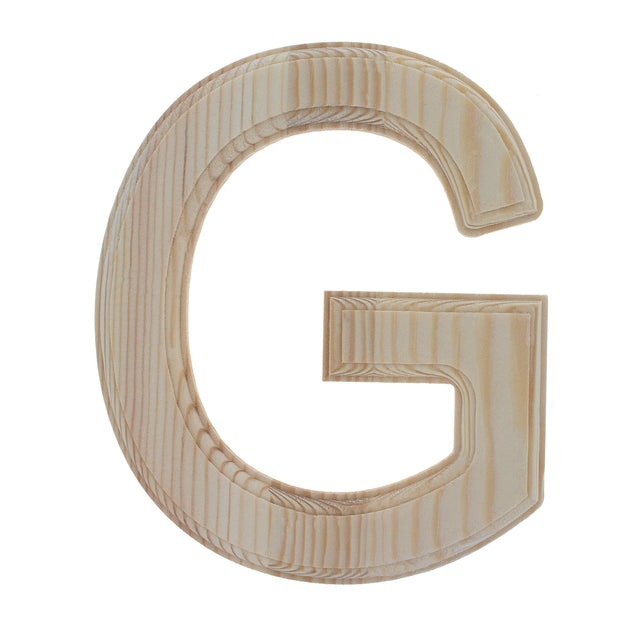 Unfinished Wooden Arial Font Letter G (6.25 Inches) in Beige color,  shape