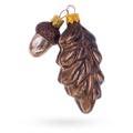 Oak Leaf and Acorn Glass Christmas Ornament in Brown color Figurine