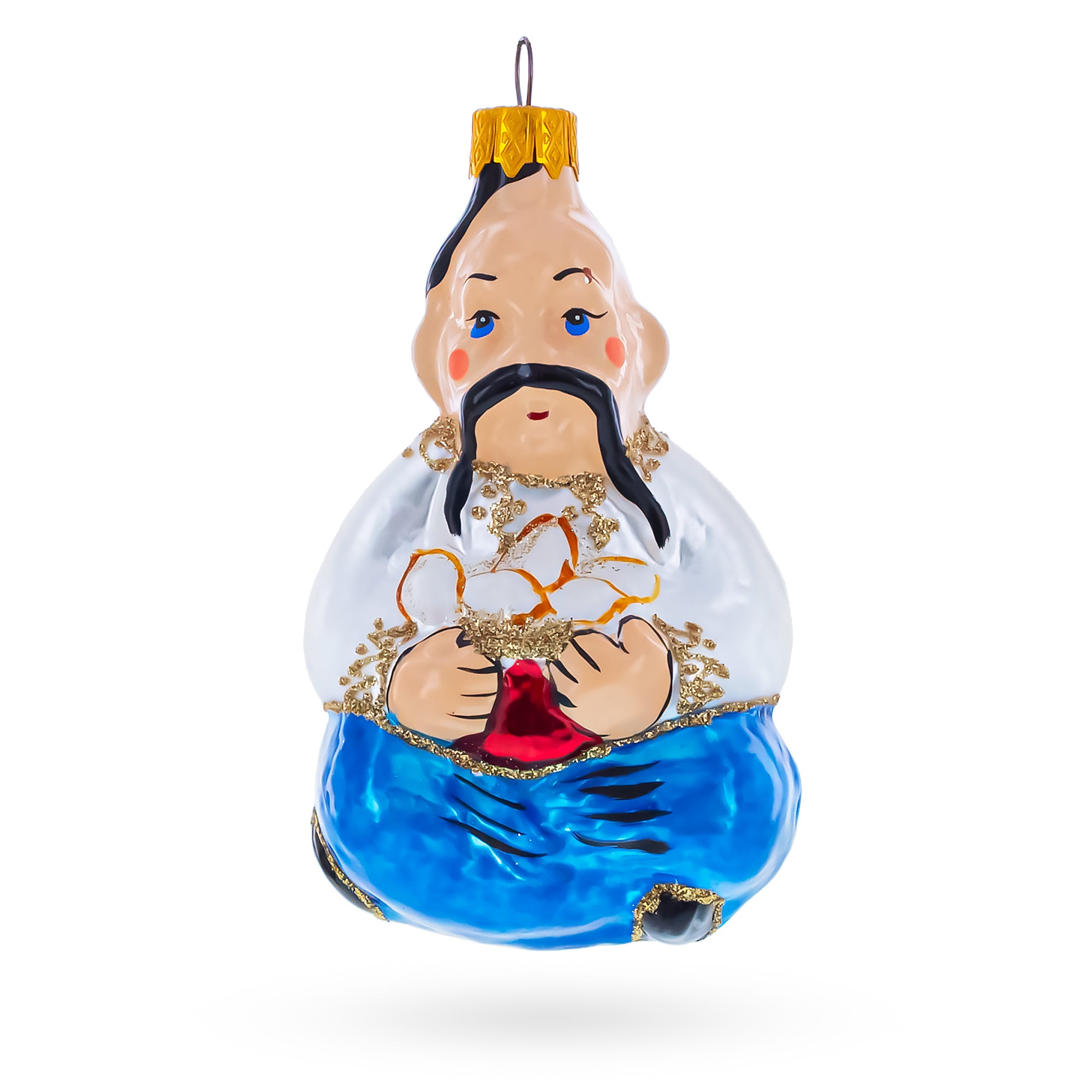 Ukrainian Cossack Glass Christmas Ornament in Multi color Figurine