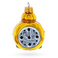 Vintage Alarm Clock Glass Christmas Ornament in Gold color Figurine