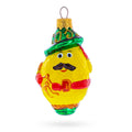 Mustached Lemon in Alpine Outfit Glass Christmas Ornament in Yellow color Figurine