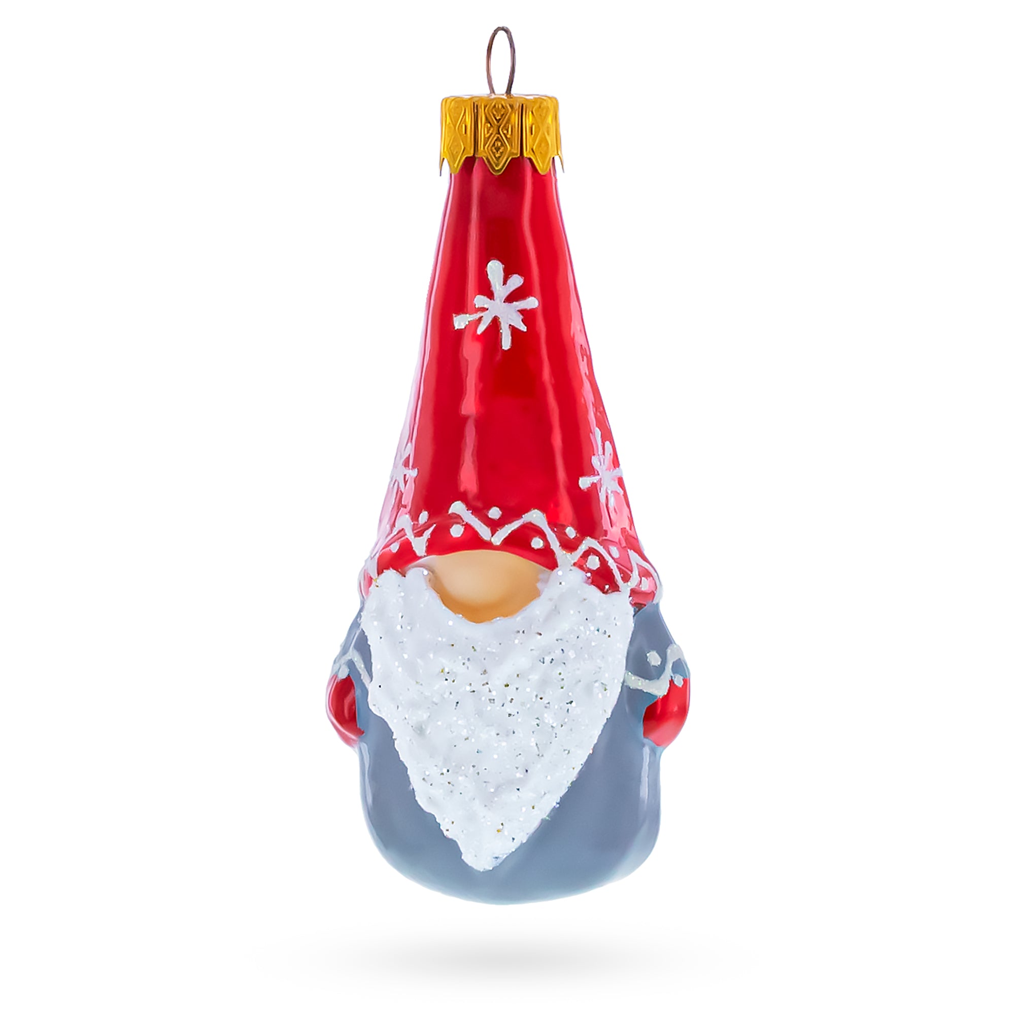 Scandinavian Gnome Elf Glass Christmas Ornament in Multi color Figurine