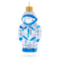 Astronaut in Blue Spacesuit Glass Christmas Ornament in Silver color Figurine