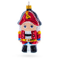 Red Nutcracker Soldier Glass Christmas Ornament in Red color Figurine