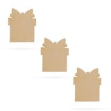 Wood 3 Gift Boxes Unfinished Wooden Shapes Craft Cutouts DIY Unpainted 3D Plaques 4 Inches in Beige color
