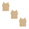 3 Gift Boxes Unfinished Wooden Shapes Craft Cutouts DIY Unpainted 3D Plaques 4 Inches in Beige color