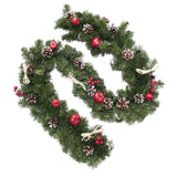 Ukrainian Christmas Garland w. Straw Bows, Apples & Pine Cones 59 Inches in Green color,  shape