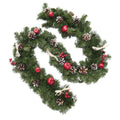 Ukrainian Christmas Garland w. Straw Bows, Apples & Pine Cones 59 Inches in Green color